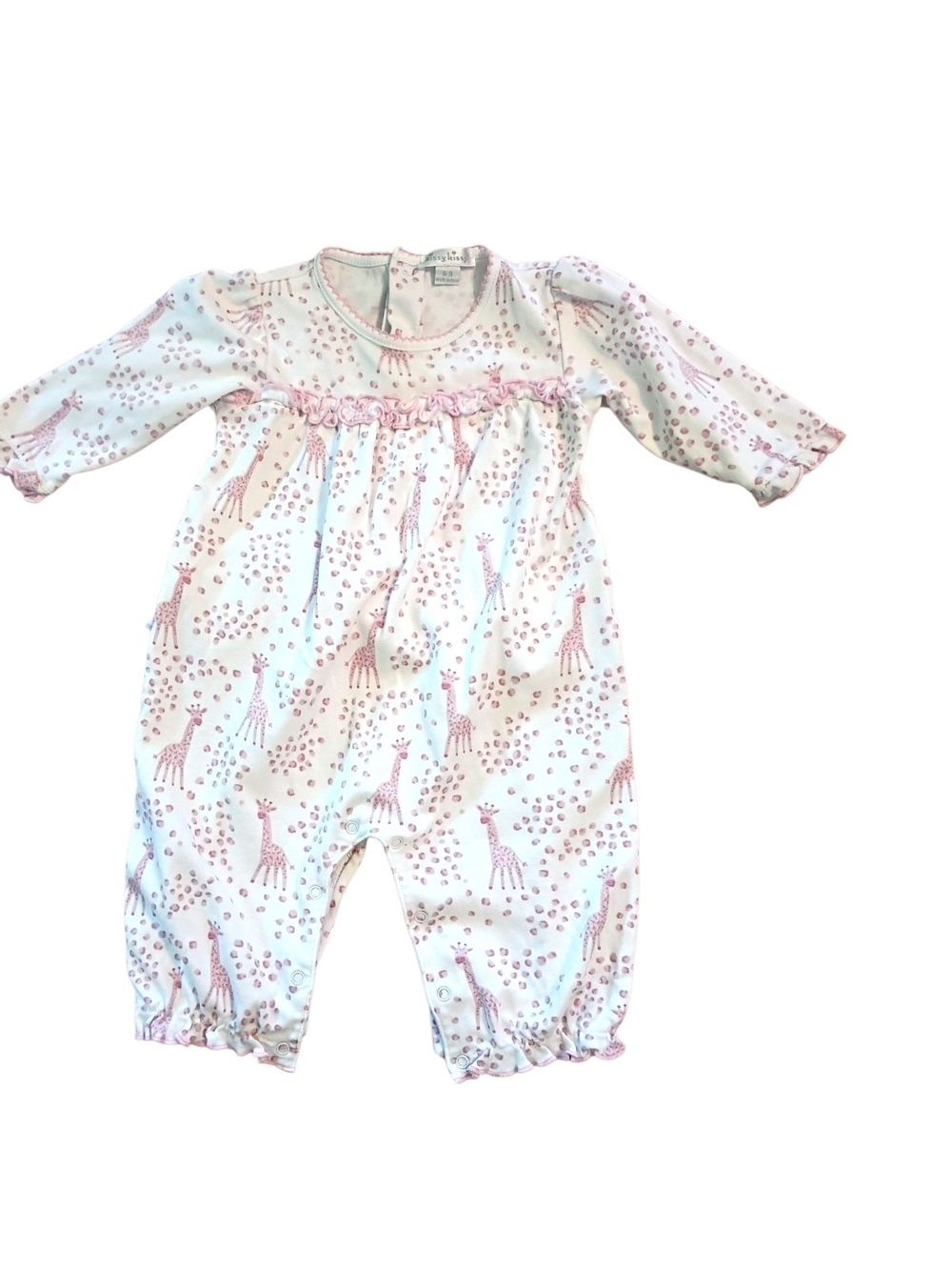 Kissy Kissy -Pink Giraffe-Print Long Sleeve Baby One-Piece